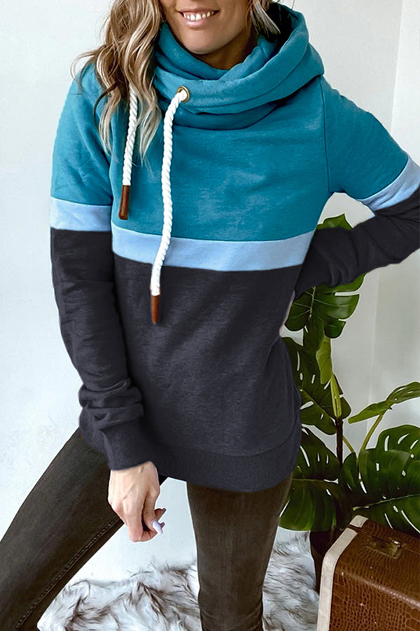 It's My Life Colorblock Turtleneck Hooded