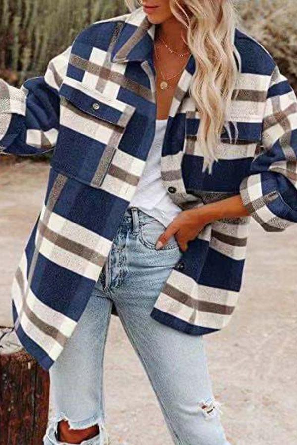 Plaid Pocketed Jacket