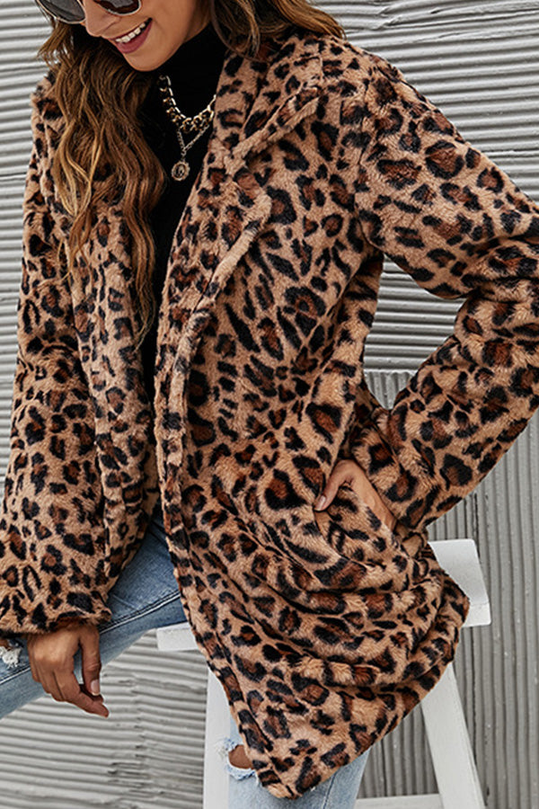 Long Sleeves Leopard Blend Coats