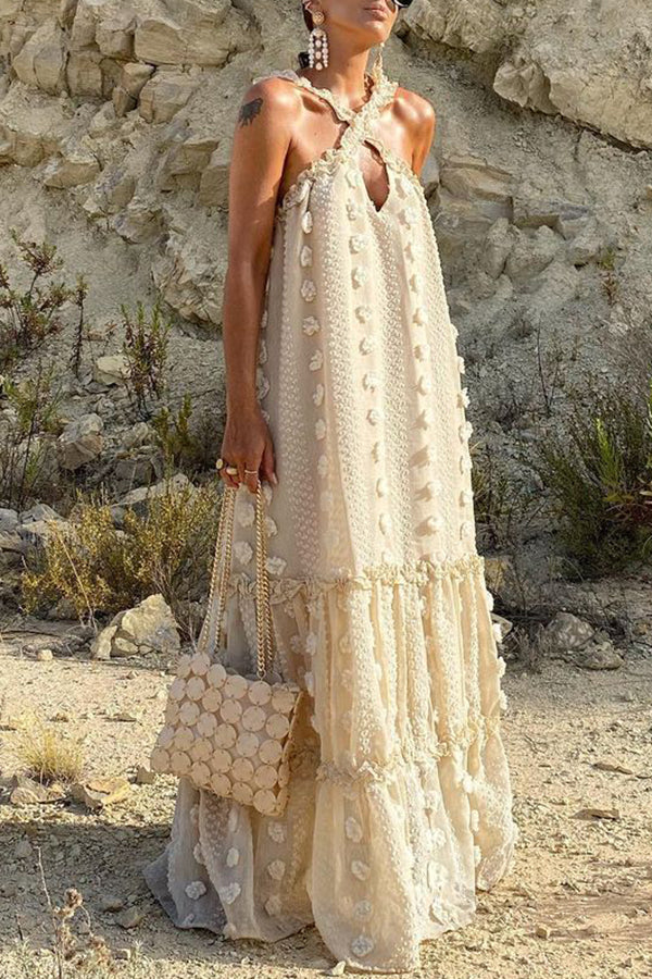 Three-dimensional Flower Mopping Cake Dress