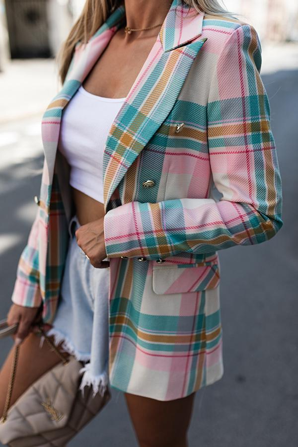 Colourful Plaid Print Suit
