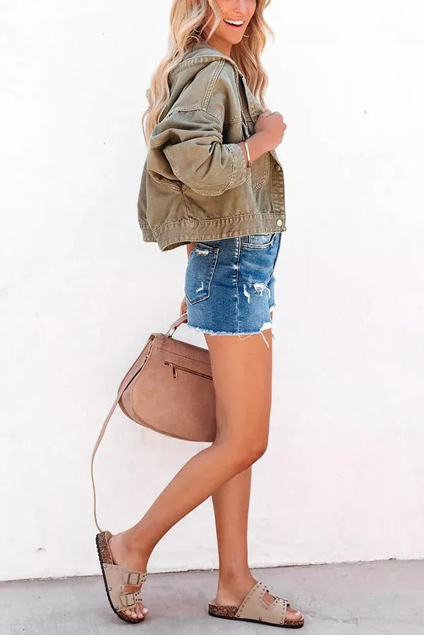 Let's Do This Cotton Blend Pocketed Hooded Jacket