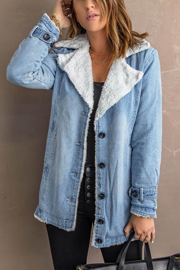 Lapel Collar Button Fleece Jacket