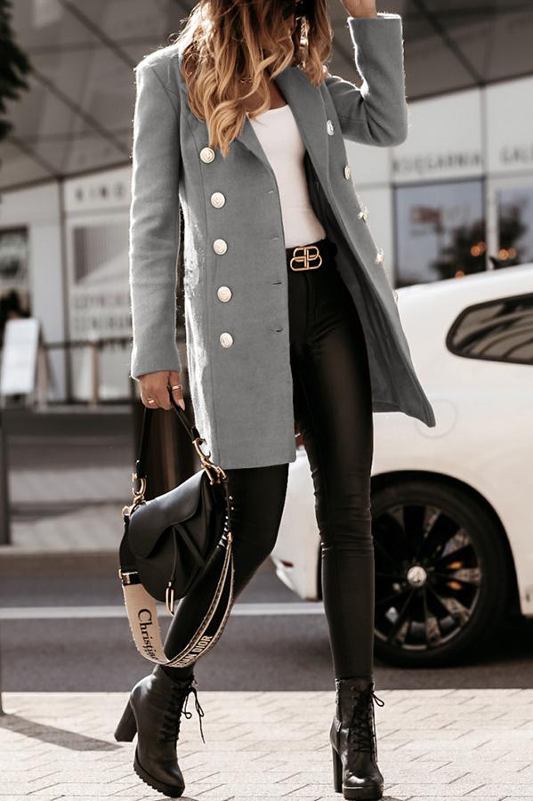 Solid Color Button Down Coat
