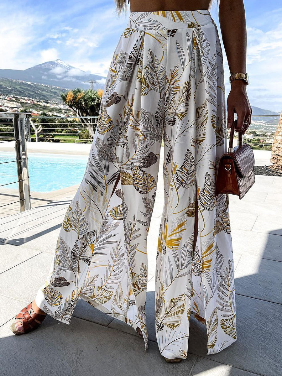 Draw Your Attention Flower Print Pants Suit