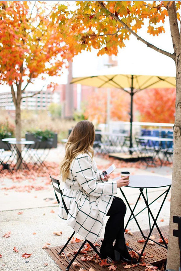 Asymmetric Plaid Wrap Coat