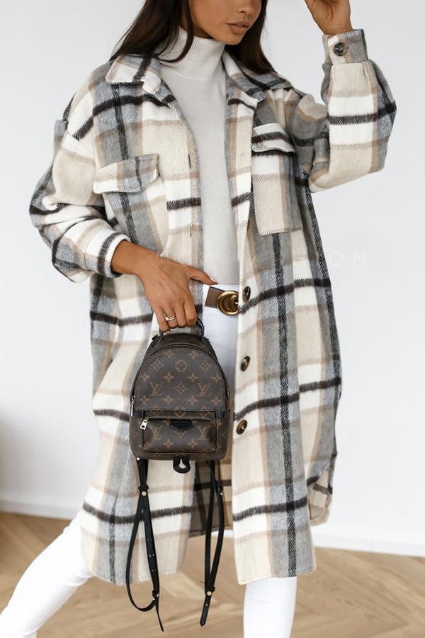 Plaid Woolen Coat