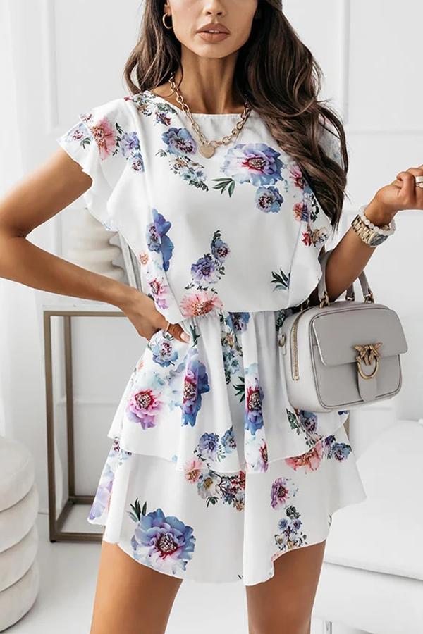 Floral Ruffle Sleeve Dress