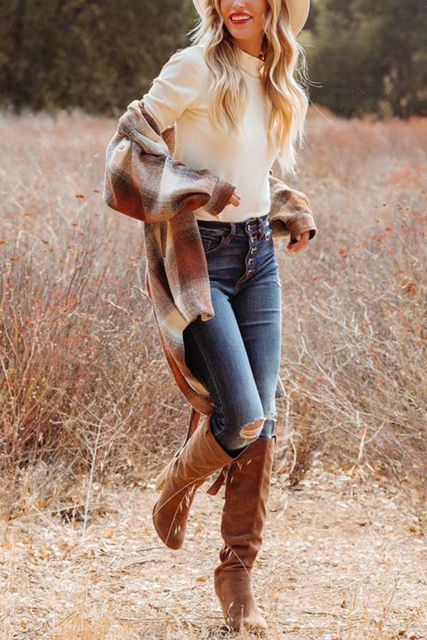 Travel Together Pocketed Belted Plaid Shacket