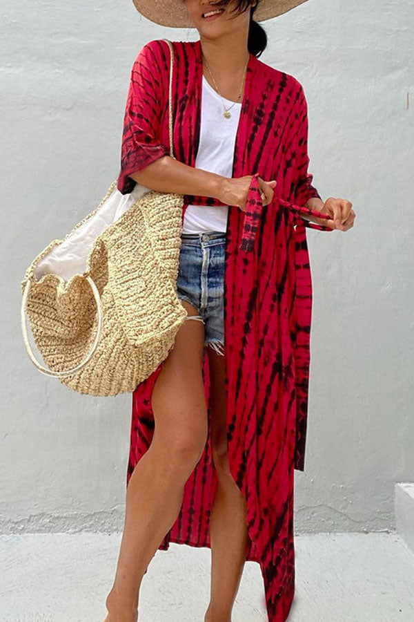 Long Tie-dye Beach Holiday Blouse
