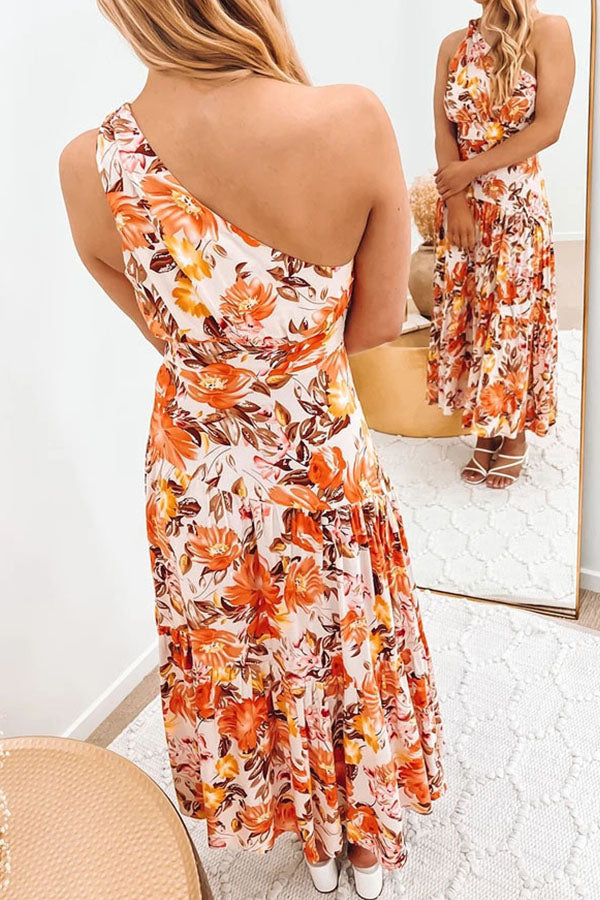 Sweet Sundae Floral One Shoulder Maxi Dress
