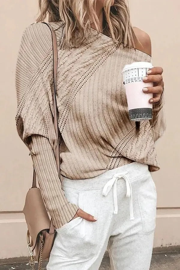 Loose Off-shoulder Knitted Sweater