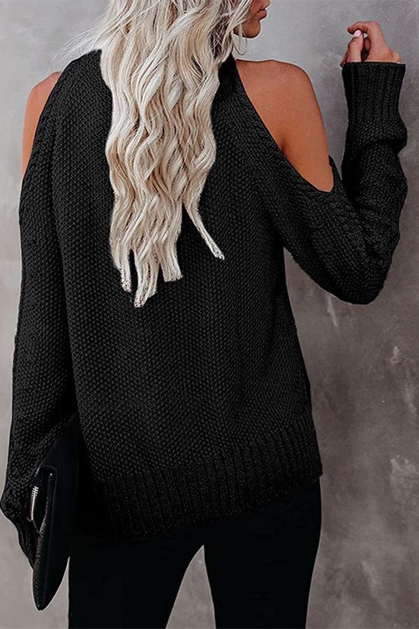 High-neck Off-the-shoulder Sweater